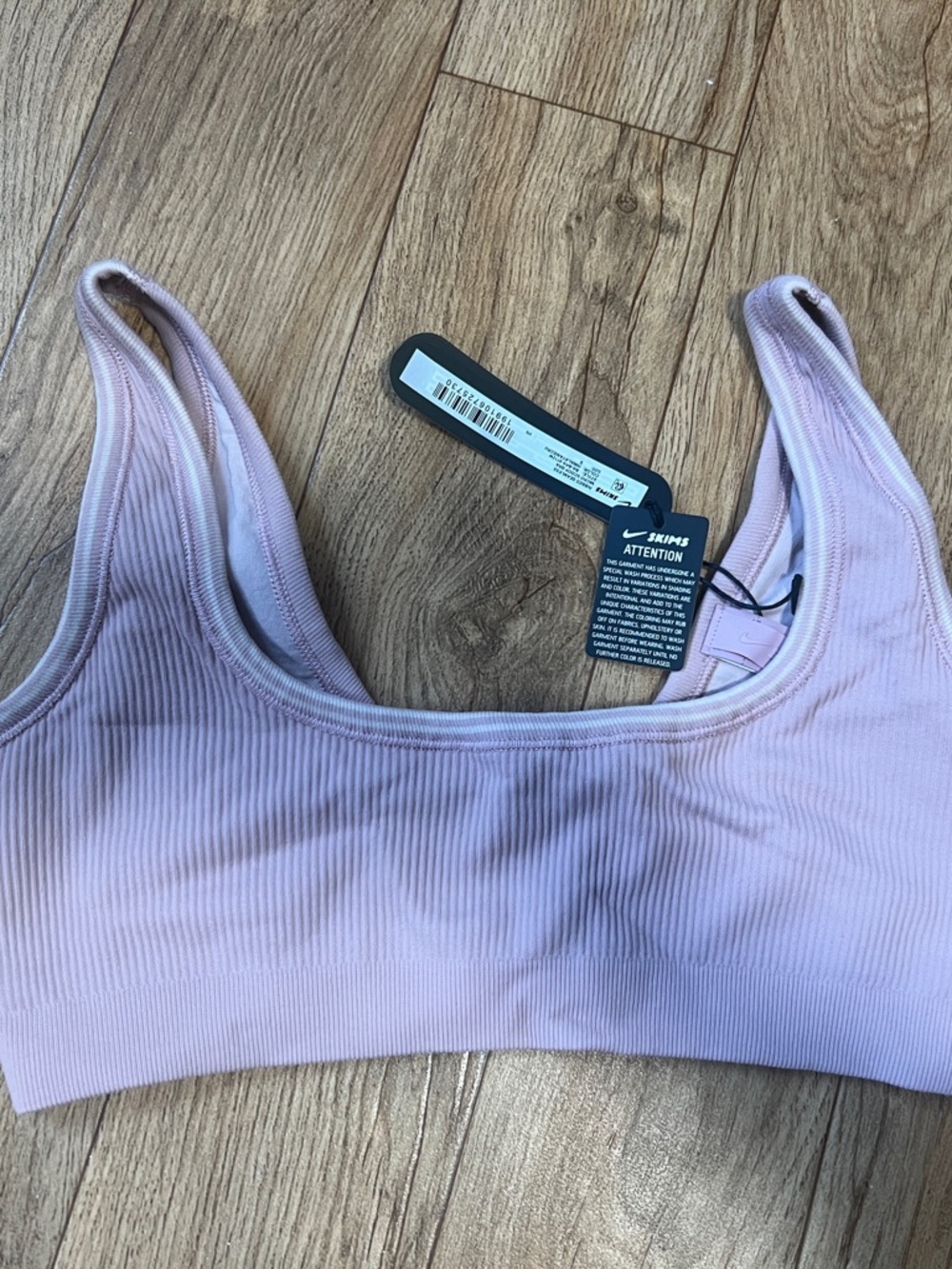 SKIMS Ribbed Light Pink Scoop-Neck Sports Bra